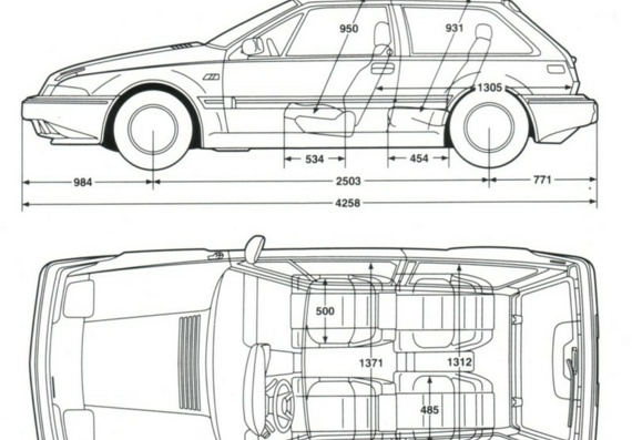 Volvo 480 (1993) (Вольво 480 (1993)) - чертежи (рисунки) автомобиля